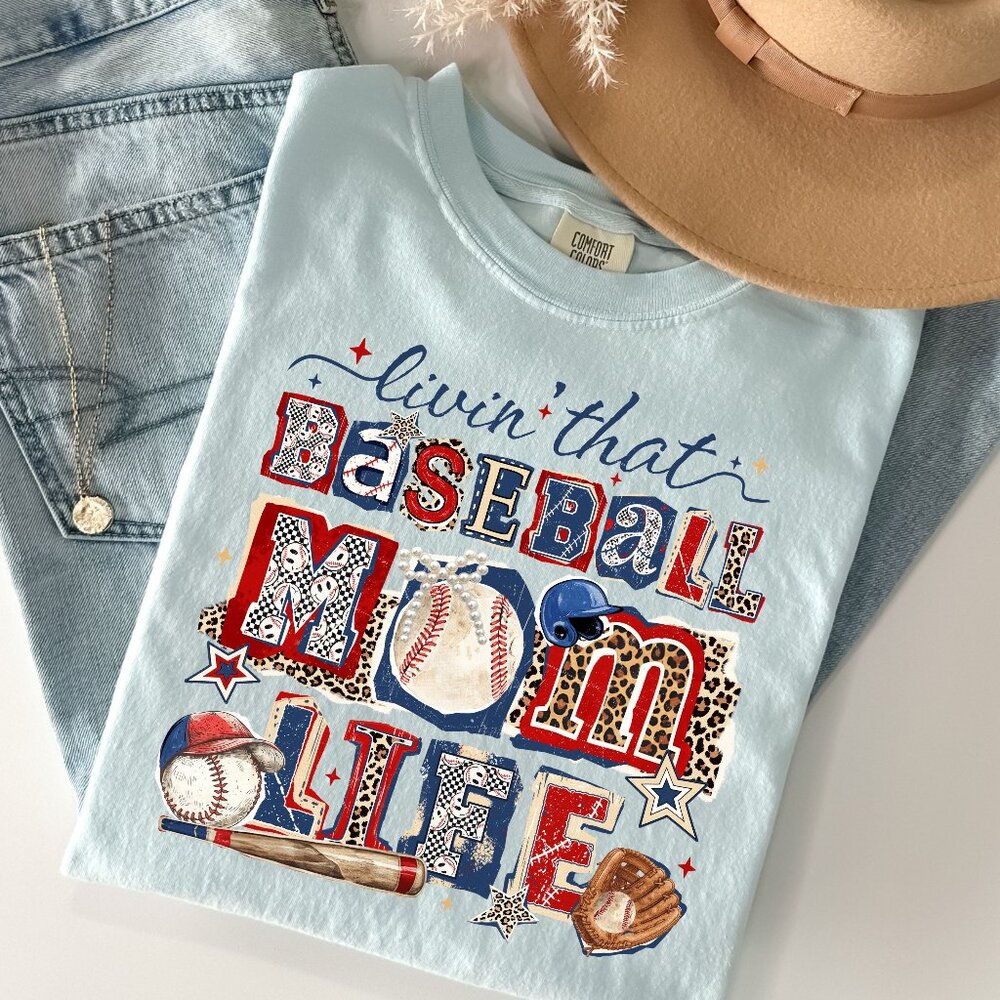 Baseball Mom Life Comfort Colors® T-Shirt, Game Day Baseball Mama Shirt